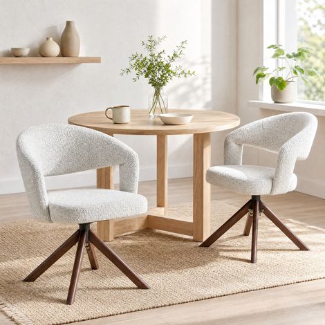 Sillas comedor giratorias 360° tela gris 2 unidades OKMYHOME (1/5)