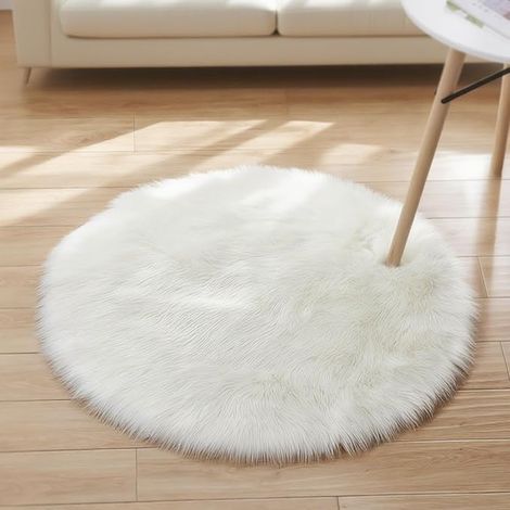 Rug, Fleece Carpet, Sofa Cushion for Bedroom, Living Room, Children's Room (White-45cm) (1/4)
