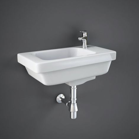 RAK Resort 450mm Right Hand Slimline Basin with 1 Tap Hole - RST0701AWHA (1/2)