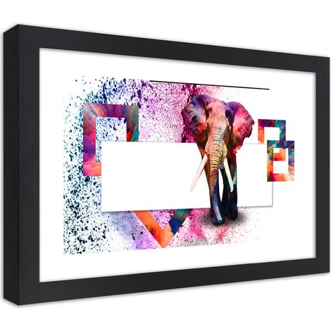 Quadro con cornice, Elefante colorato - 90x60 (1/5)