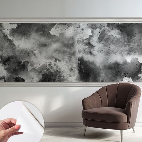 Papier peint autocollant décoratif à motifs pour salon chambre et bureau Tapete adhésif pour décoration Nuages gris 250x104 cm (1/5)