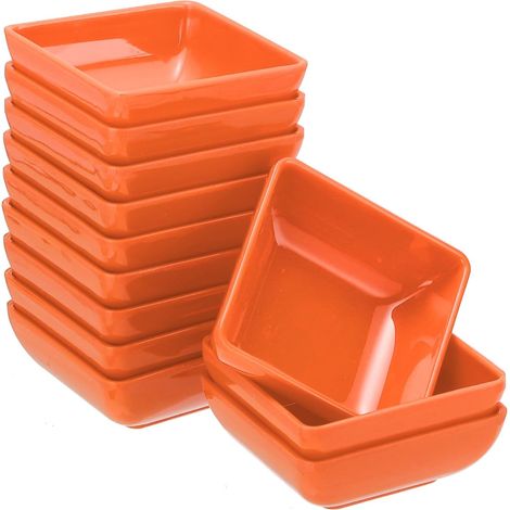 12Pcs Bols Carrés MF, Petits Bols À Accompagnement Orange Bols À Assaisonnement Tasses Bols À Coulis Service Set Pour Condiments Desserts Maison BBQ Fête Pique-Nique Restaurant (1/5)