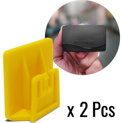 Clip per Telepass 2019 Sistema di Fissaggio Removibile, 3 x 3 cm - Colore: GIALLO - Confezione: 2 PEZZI