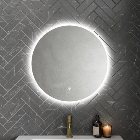 Round LED Mirror Bathroom Backlit Touch Demister Pad Mains Powered 600x600mm (1/5)