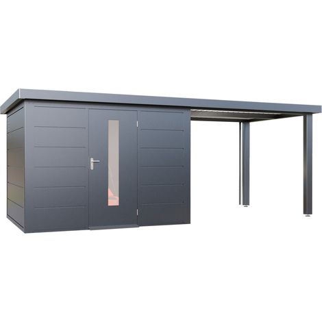 Finnhaus Wolff Metall-Gerätehaus "Thorin 5924", anthrazit, 586 x 240 cm (1/5)