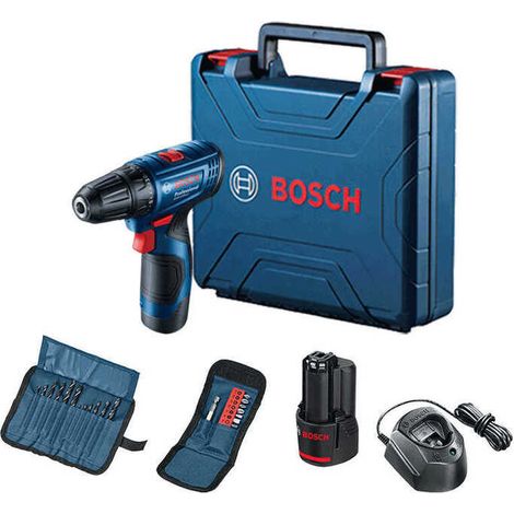 Bosch - Perceuse-visseuse sans fil 12V, 2 batteries 2,0 Ah, chargeur, avec accessoires 06019G8002