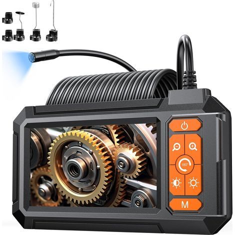 4.3" Camera Endoscopique, 1080 HD Camera Endoscopique Canalisation avec 8 LED Réglables,IP67 Étanche, 2600mAh, Câble Semi-Rigide 5M pour Canalisation, Voiture, Tuyau, Maison, Atelier (1/5)