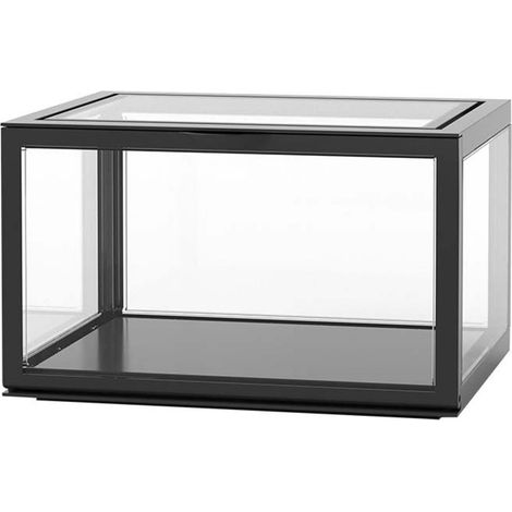 Présentoir de bureau pour figurines, vitrine en acrylique transparente et étanche à la poussière, noir (1/5)
