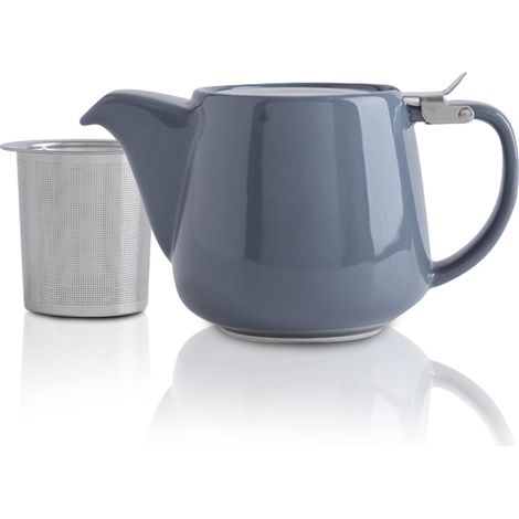 Théière en porcelaine avec couvercle en SLS et infuseur amovible, 550 ml / 18,6 oz, théière en céramique de forme cylindrique pour thés fleuris et en vrac. (1/5)