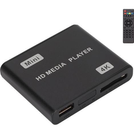 Lecteur multimédia 4K HD Mini lecteur multimédia en streaming avec télécommande et indicateur LED, prise 100-240 V. (1/5)