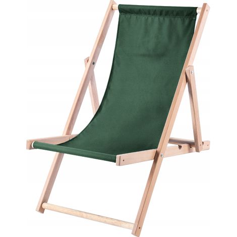 KADAX Liegestuhl, Strandstuhl aus Holz, Sonnenliege bis 120kg, Dunkelgrün