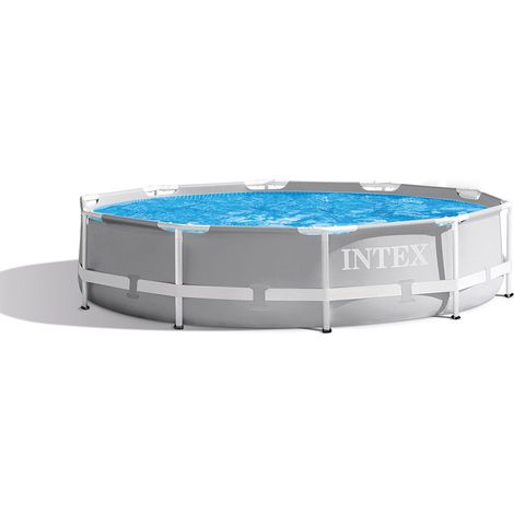 Intex 26702NP – Piscina Fuori Terra Prisma Frame Rotonda, Pompa Filtro 1250 L/h, 4485 L, Acciaio e PVC, Grigio, 305x76 cm (1/5)