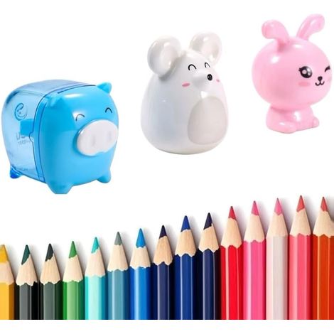Lot de 3 taille-crayons mignons - Lames ultra-tranchantes et résistantes, parfaits pour les crayons à papier standard, les crayons de couleur et les crayons de maquillage - Idéaux pour l'école, la mai (1/5)