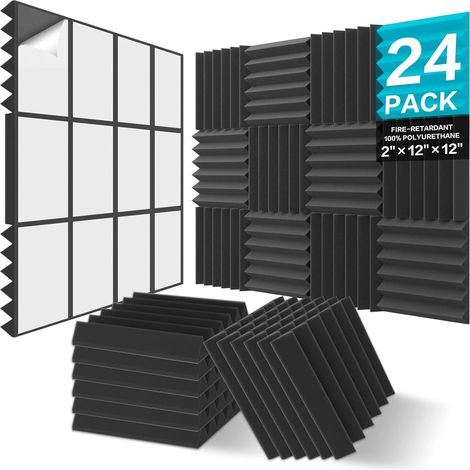 30 x 30 x 5 cm (Densité :25 kg/m³) Mur Insonorisant 3D Haute Densité, Matériaux d'Insonorisation pour Salles d'Enregistrement et Bureaux (12 Morceaux, Noir) (1/5)