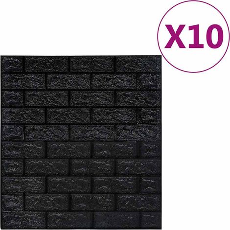 Papel pintado autoadhesivo ladrillos 3D 10 unidades negro vidaXL (1/5)
