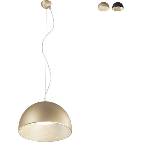 Lámpara colgante redonda de metal con luz LED regulable Coco - Oro (1/2)