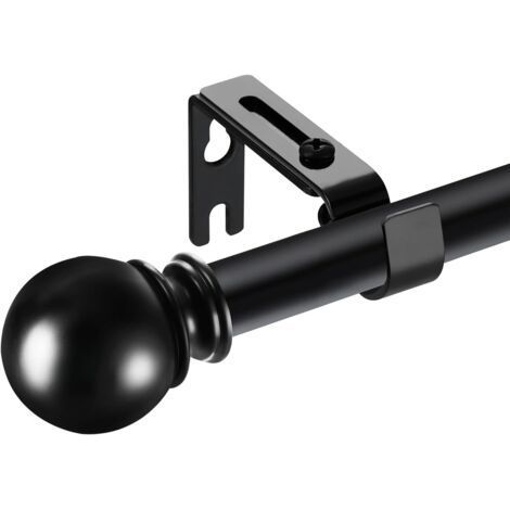 71-122cm Tringle à rideaux , noire, avec deux supports, tête ronde épissée, pour salon, chambre à coucher, chambre d'enfant, salle à manger ou cuisine (1/5)