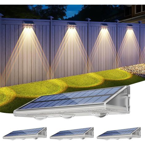 YiLaie Applique Murale Exterieur Solaire,IP67 étanche à l'eau Lampe Solaire Extérieure étanche Sans Fil 3 Modes D'éclairage,2000mAh LED Applique Solaire Exterieur Pour Jardin Clôture Terrasse Lot De 4 (1/5)