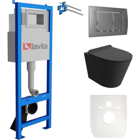 LAVITA WC Set mit Vorwandelement, Wand-WC und Spülknopf (1/5)