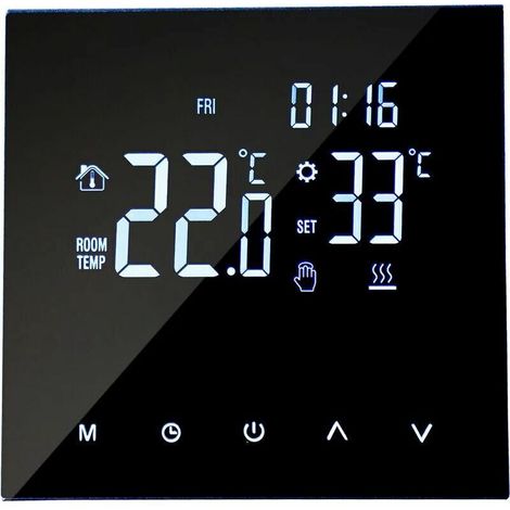 Thermostat de chauffage intelligent Contrôleur de température numérique Écran tactile LCD Semaine Programmable Chauffage au sol et chaudière à gaz Thermostat Antigel pour la maison, l'école, le-3A (1/4)