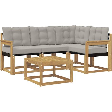 Set di divani da esterno 5 pcs Bianco e Grigio Chiaro vidaXL