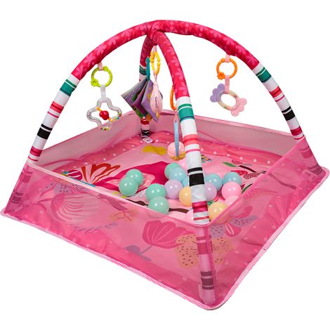 Carré de gymnastique pour bébé avec 18 boules océaniques rose + couleurs assorties (1/5)