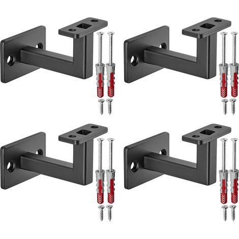SOTECH Handlaufhalter NOBLE 90° Stahl schwarz pulverbeschichtet 58 x 58 x 75 mm Geländerhalter eckig Halter für Treppengeländer, 4er Set