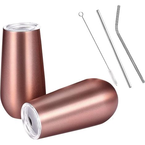Flûtes Champagne Or Rose Double Paroi – Lot de 2
