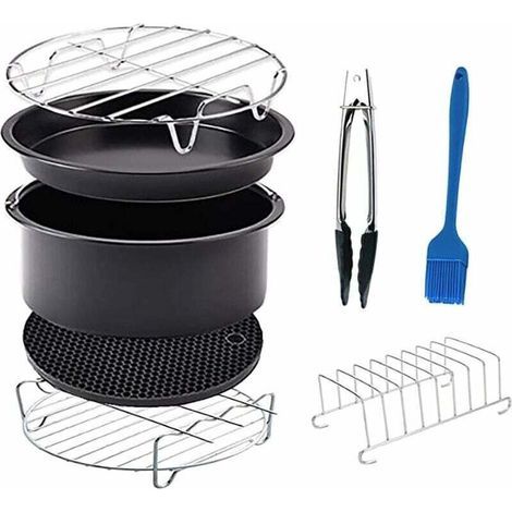 6'' Accessoires pour Friteuse Air Fryer 8 Pièces,Kit d'accessoires Universels Pour Friteuse à Air Chaud pour pour et toutes les marques de Friteuses Air fryer(2.3-3.2L)-Fei Yu (1/4)