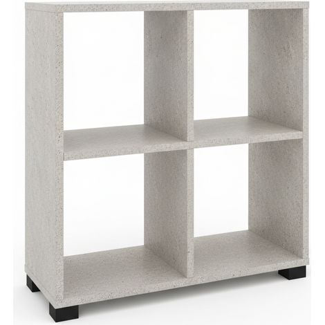 Libreria Bassa Multiuso Scaffale Mobile Soggiorno Legno 60x24x68 cm cemento
