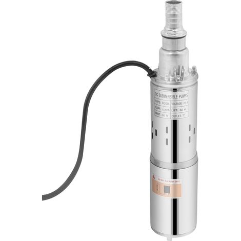 HAUTOUR Pompe solaire immergée pour puits profond 200W 24V, débit 1.5m³/h hauteur 30m, inoxydable avec câble 17m, filtration intégrée - Pompe de puits profond Pour irrigation jardin, réservoir (1/5)
