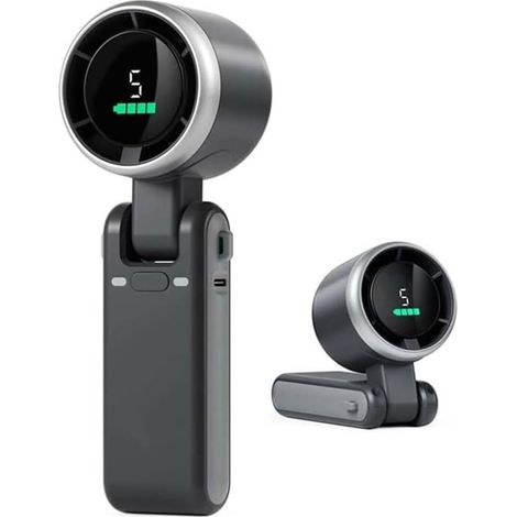 Ventilateur portable pliable 3 en 1, affichage LED, batterie 3600 mAh, rotation à 180°, 5 vitesses de ventilation, rechargeable par USB, idéal pour les voyages. (1/5)