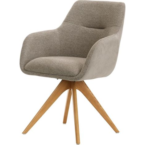 Polsterstuhl Eiche 60x61x86 Leinen / Velours braun THEO 01 (1/4)