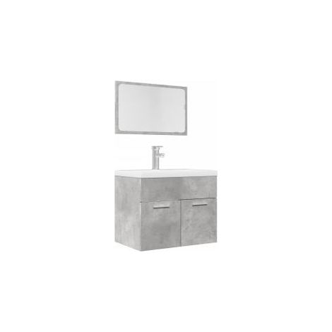 Ensemble de meubles de salle de bain 2 pcs gris béton (1/5)