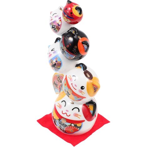 Figurine Dharma en Céramique Blanche, Décor Japonaise pour Salon