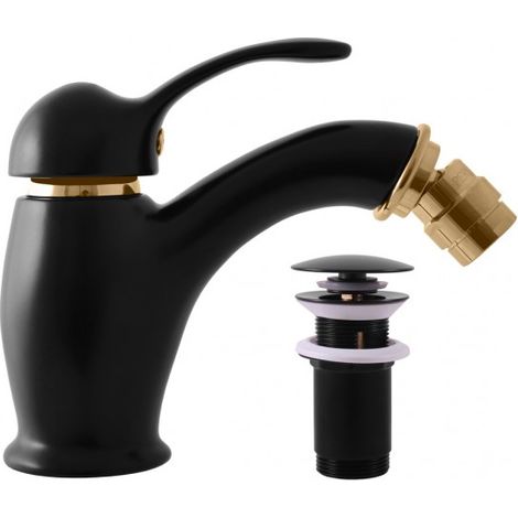 Mitigeur bidet LABE avec siphon en laiton doré noir mat (1/3)