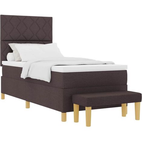 Matelas à ressorts rembourré, marron foncé, 200 x 100 cm, recouvert de tissu. (1/5)
