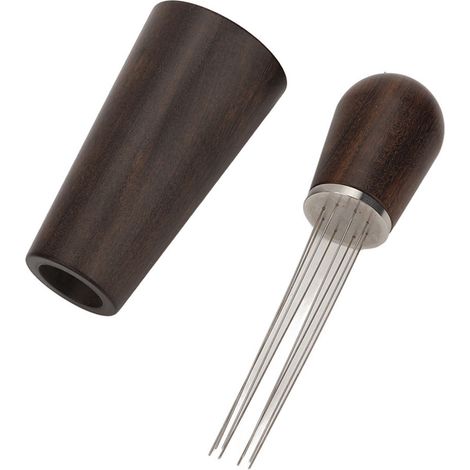 Distributeur de poudre de café à aiguilles – Manche en bois – 8 aiguilles avec base – Noir (1/5)