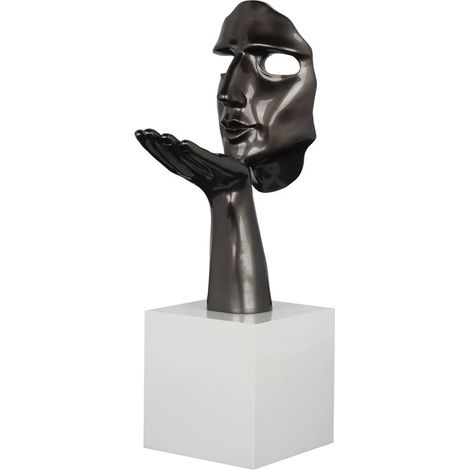 Sculpture "Speranza" visage et main gris perle sur socle H57cm (1/2)