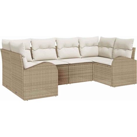 Maison Exclusive - Set Divano da Giardino 6 pcs Beige e Bianco polyrattan