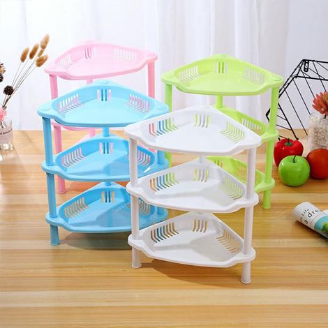 Etagère D'Angle Pour Comptoir De Cuisine - Support De Rangement 3 Niveaux En PP - Pour Salle De Bain Et Placard - Forme Carrée Ou Triangulaire - 1 Pièce (1/2)