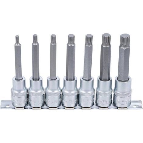 Jeu de Douilles et Embouts 12,5 mm (1/2) - Denture Multiple Intérieure XZN M5-M14 - 7 pcs, Précision et Polyvalence - D-Work
