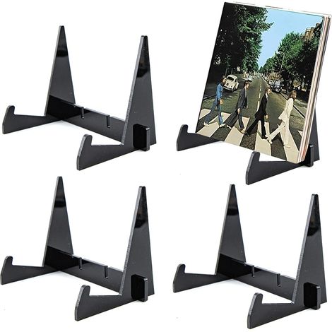 Sollbry 4 piècesSupport Rangement Etagere Rangements pour CD et DVD pour Presentoir Disque Album Livre Cadres Photo, Adaptés aux Bureaux, écoles,Noir (1/5)