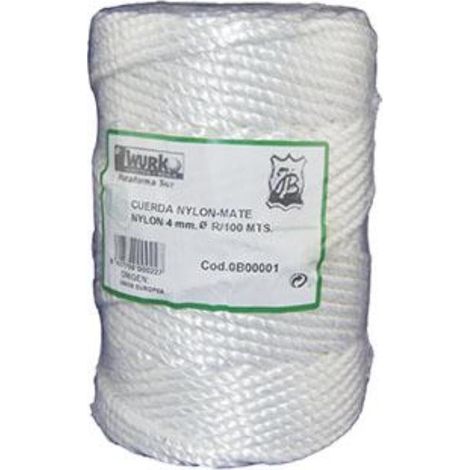PERIO cuerda nylon mate 4 mm blanca 100 m , Cuerda multifilamentos polipropileno.
- Nylon.
- Rollo de 100 m. Grosor 4 mm.
- Blanco mate.
- Cuerda de múltiples usos en la agricultur (1/2)