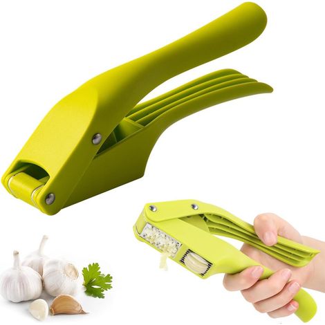 Presse-ail en acier inoxydable, 2 en 1 Ecrase Ail Manuel, Presse-ail de Cuisine Professionnelle,avec poignée ergonomique, Pratique, PVC léger Coquille (1/5)