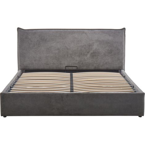 Lit coffre en velours côtelé 160x200cm - Gris - Cama