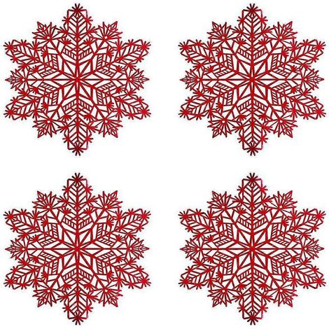 Décorations de sets de table flocons de neige, sets de table rouges flocons de neige, sets de table de cuisine pour les fêtes de Noël (1/5)