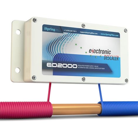 iSpring ED2000 Détartrant Électronique Sans Sel pour Toute la Maison, Réduction du Calcaire