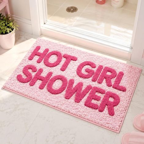 Tapis de Bain tufté Rose 50x80 cm, Tapis de Salle de Bain en Microfibre Douce et Moelleuse, Absorbant antidérapant Lavable, Descente de Bain pour Chambre (1/5)