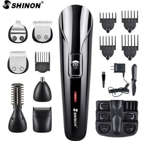 Tondeuse Cheveux Professionnelle Tondeuse Barbe- multifonction 6 en 1 Tondeuse Barbe Electrique Sans Fil Rechargeable (1/4)